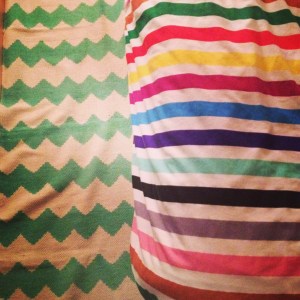 Chevron mint green rug from Urban Outfitters, sale price of £18