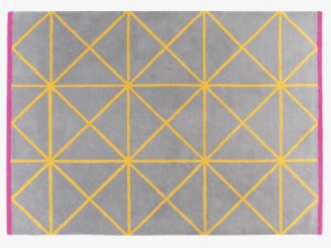 Grid Greys Wool Medium Geometric Pattered Rug