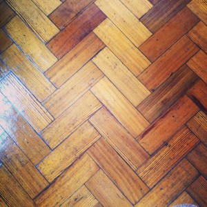 The parquet flooring in Mark's Flat