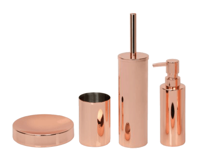 Copper Bath Accessories: Soap Dish, Soap Dispenser, Toothbrush Holder, Toilet Brush, starts from £14.95 from dwell