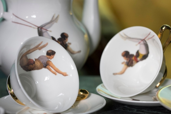 Melody Rose Trapeze Girl and Boy Teacups
