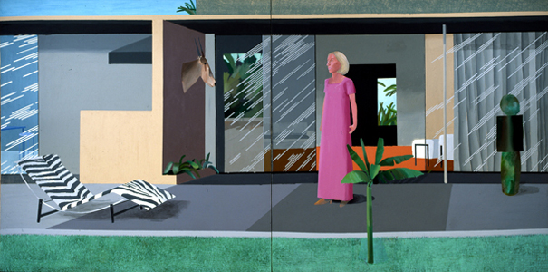 DAVID HOCKNEY"BEVERLY HILLS HOUSEWIFE" ACRYLIC ON  2 CANVASS 72 X144"