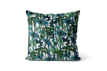The Curious Department - Electric Lagoon velvet cushion in White, £110